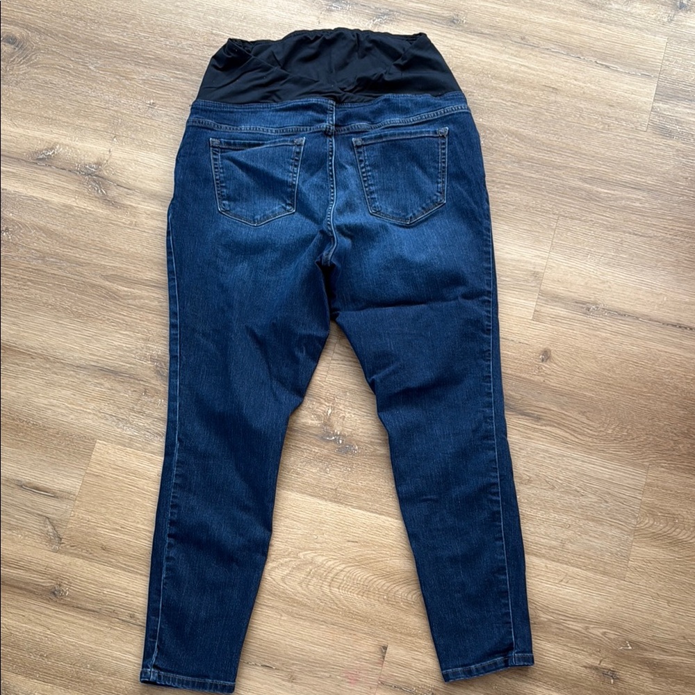 Women's Dark Blue Maternity Jeans - Picture 2 of 3
